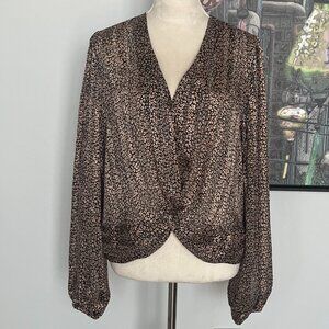 NWT Haver London Animal Print Surplice Blouse XL